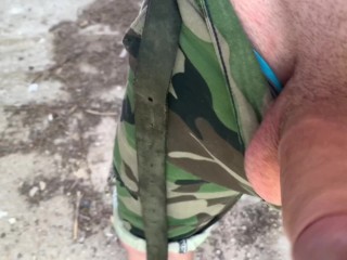 Teen Boy Get Hard his 23 cm Cock in the abandoned building (RISKY)