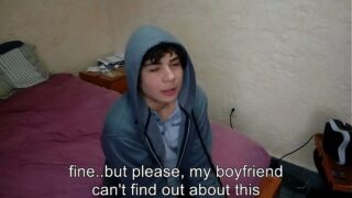 Twink Cheating Boyfriend: Hot Blackmail Blowjob Action